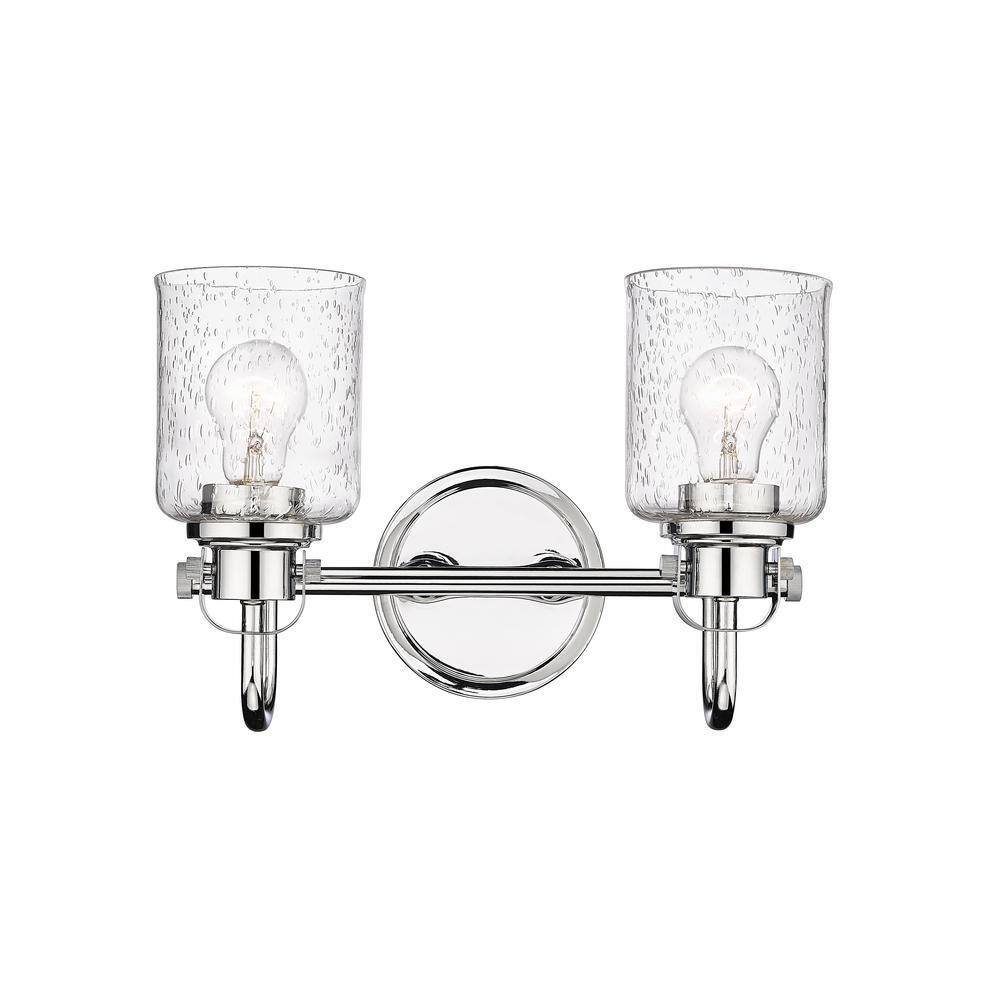 Z-Lite Kinsley 14.5 in. 2-Light Chrome Vanity Light w/ Clear Seeded Glass Shades
