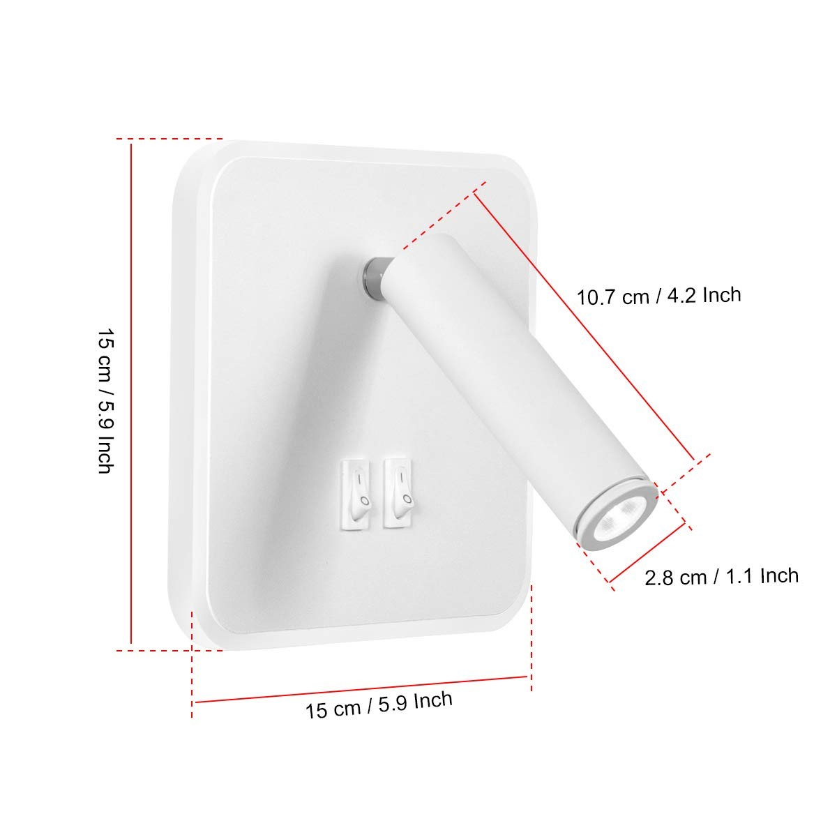 Modern Wall Light Fixture 8W Adjustable Bedside Sconce Lamp Warm White 3000K