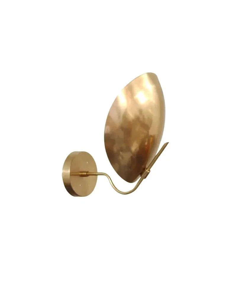 1 Light Curved Shades Handmade Vintage Wall Mid Century Modern Raw Brass Sputnik