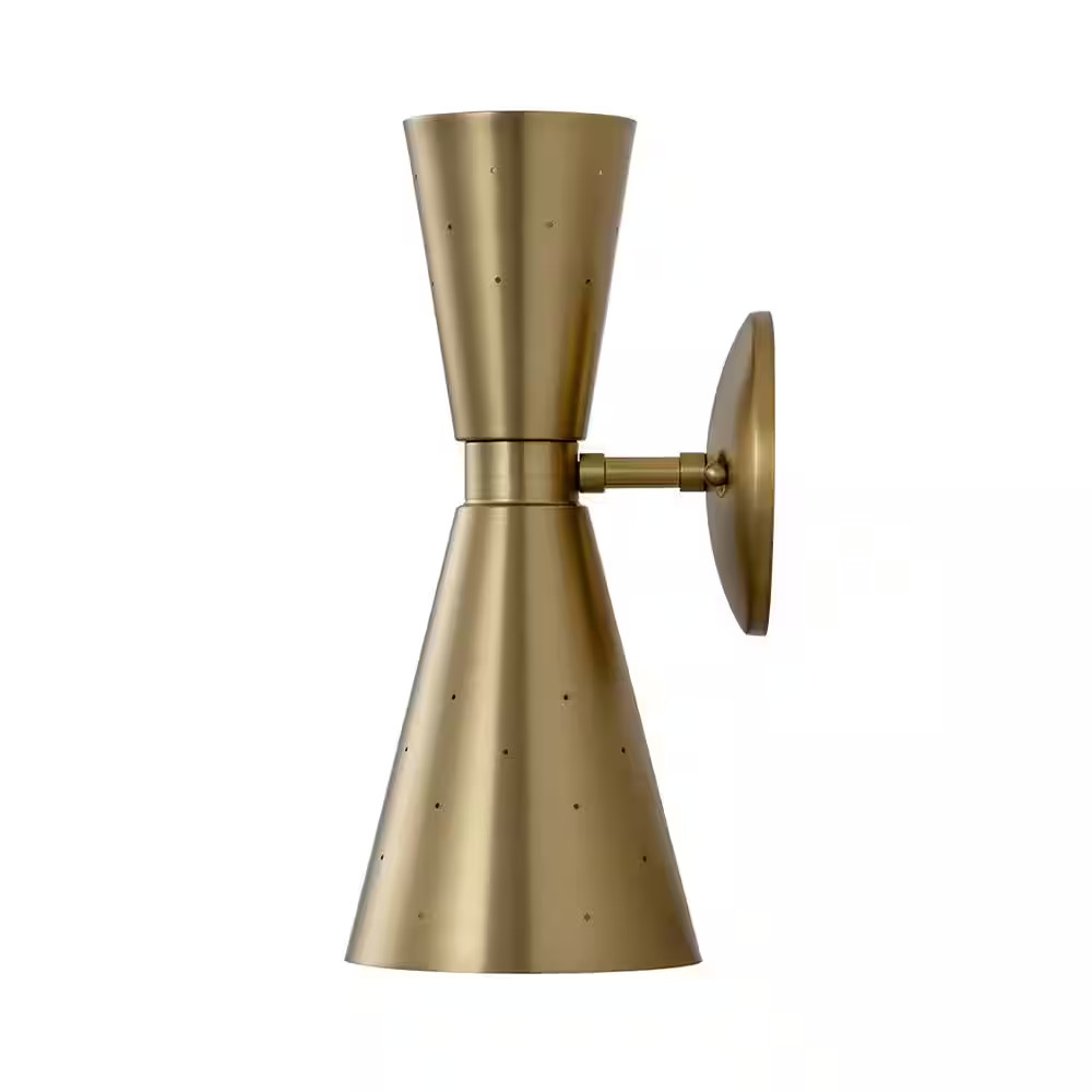 NIMBUS 2-Light 5.51 In. W Brass Cone Wall Sconce up and down Lighting with Barn
