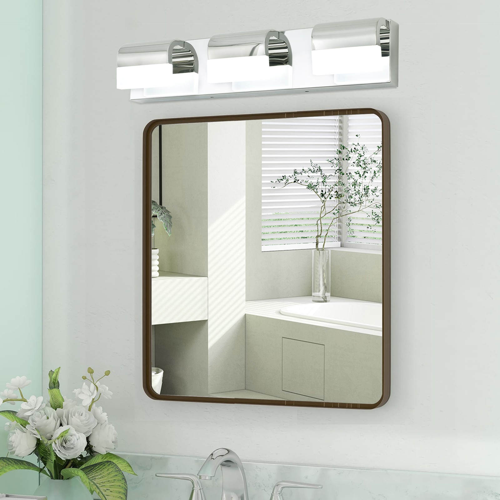 LED 22» Vanity 3 Light Polished Chrome for Bathroom Mirror Wall Lamp Fixture UL