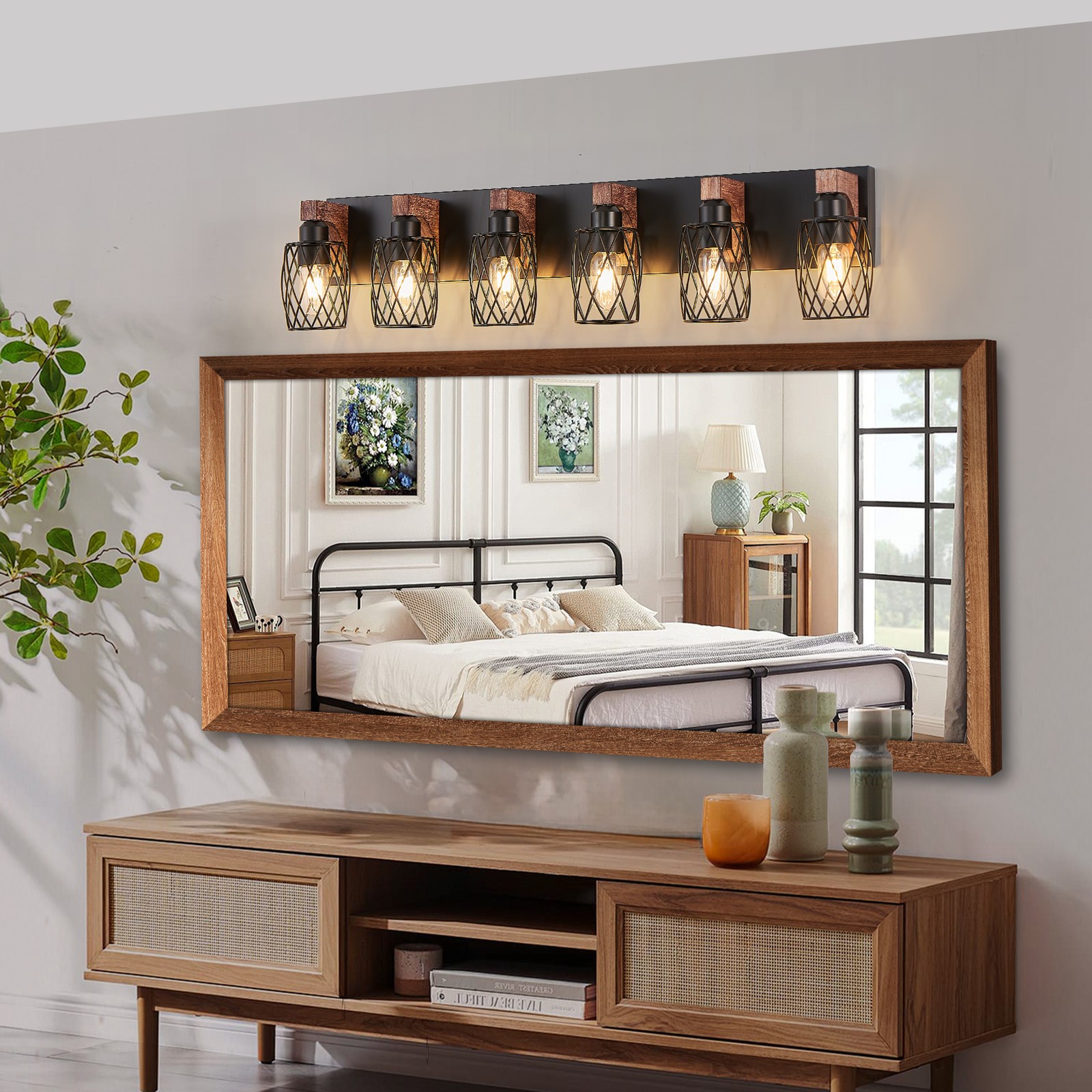 38″ LED Vanity Light 6 Lights Farmhouse Wall Lamp Bathroom Mirror Sconce Fixture