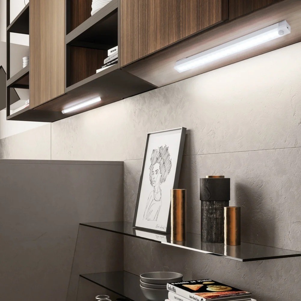 LED Motion Sensor Under Cabinet Closet Light USB Rechargeable Kitchen Strip Lamp