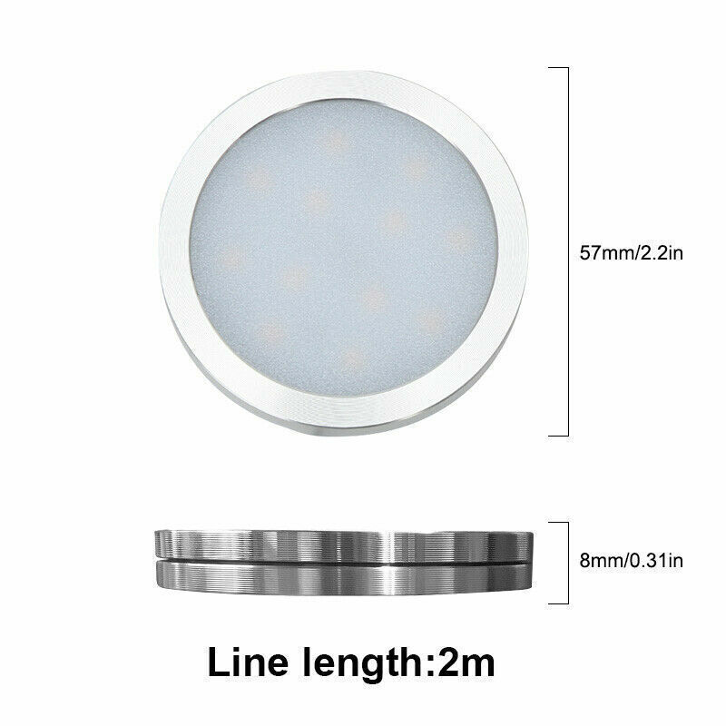 4/8/12PC LED Puck Light Under Cabinet Closet Lighting Kitchen Room Night Wired