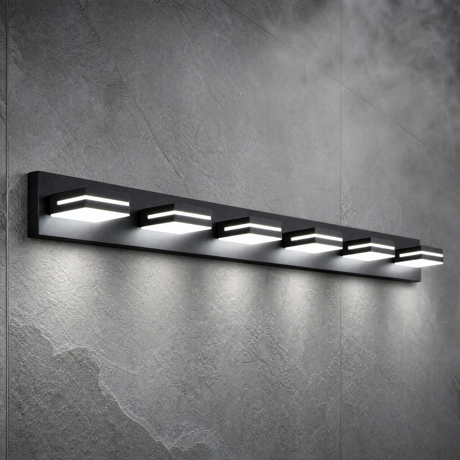 47 in Bathroom Modern Black LED Vanity Light 6 Lights Mirror Wall Sconce Fixture