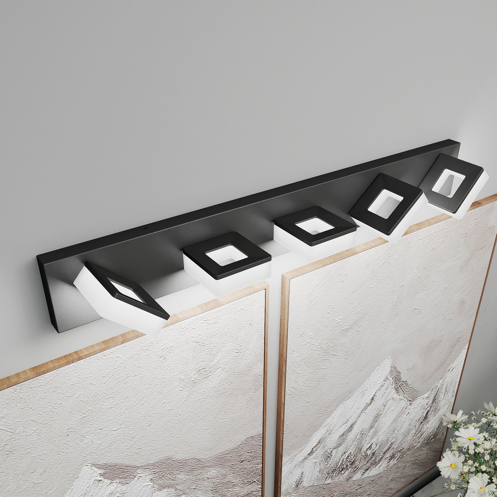LED 5 Lights 32 Inch Black Modern Vanity Light Bathroom Over Mirror Wall Fixture