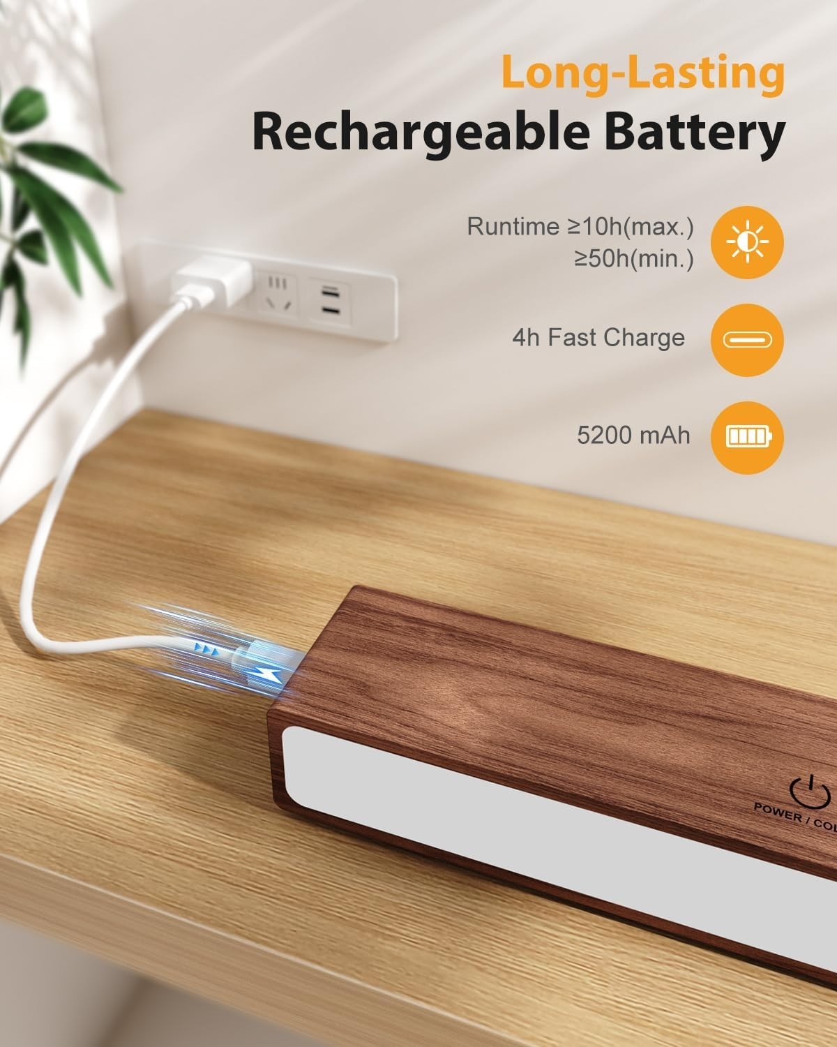 Rechargeable Wood Wall Sconce with Remote, Touch & RGB – 2 Pack Dimmable Lights
