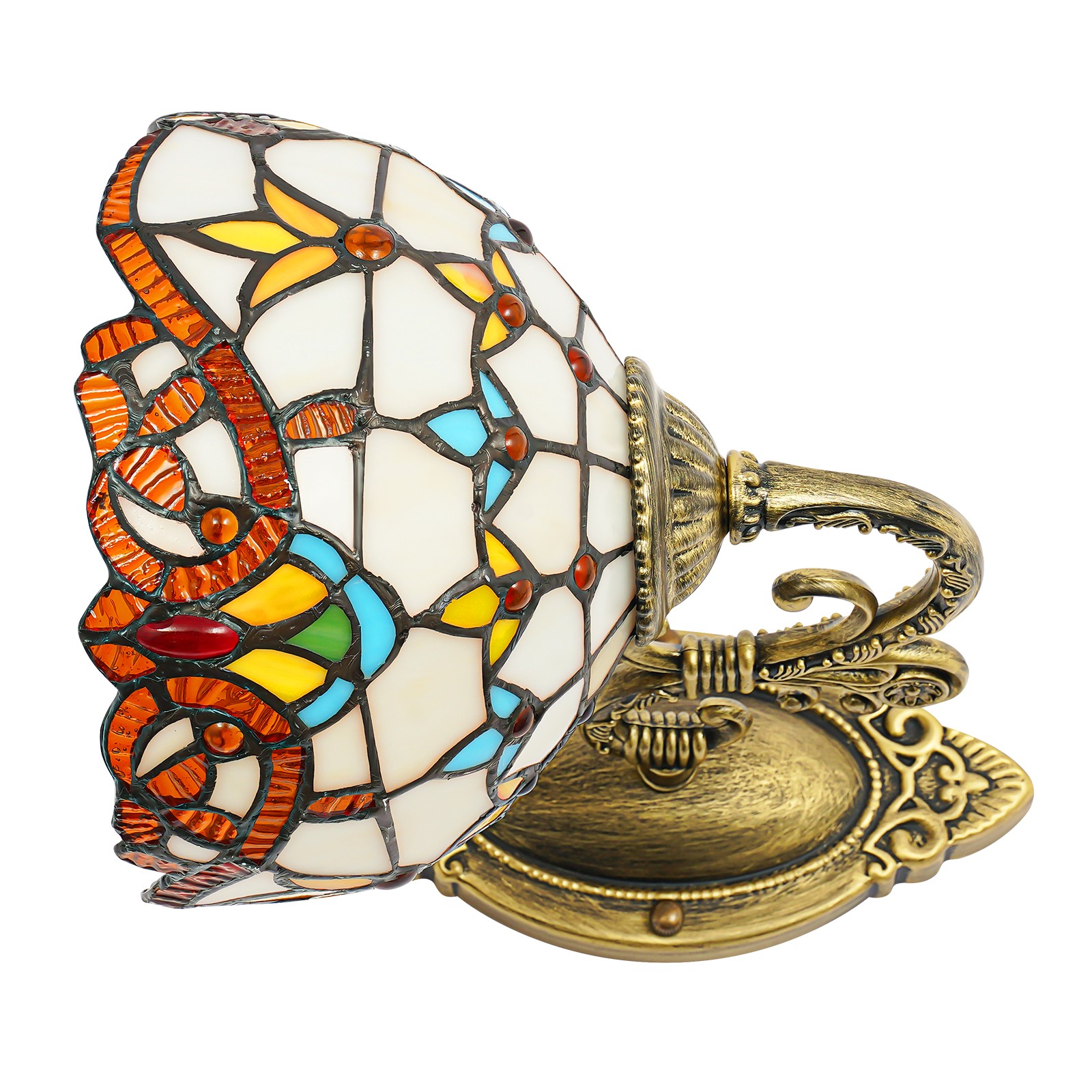 220V Wall Mount Lamp Baroque Wall Sconce Stained Glass Light Art Decor Fixture