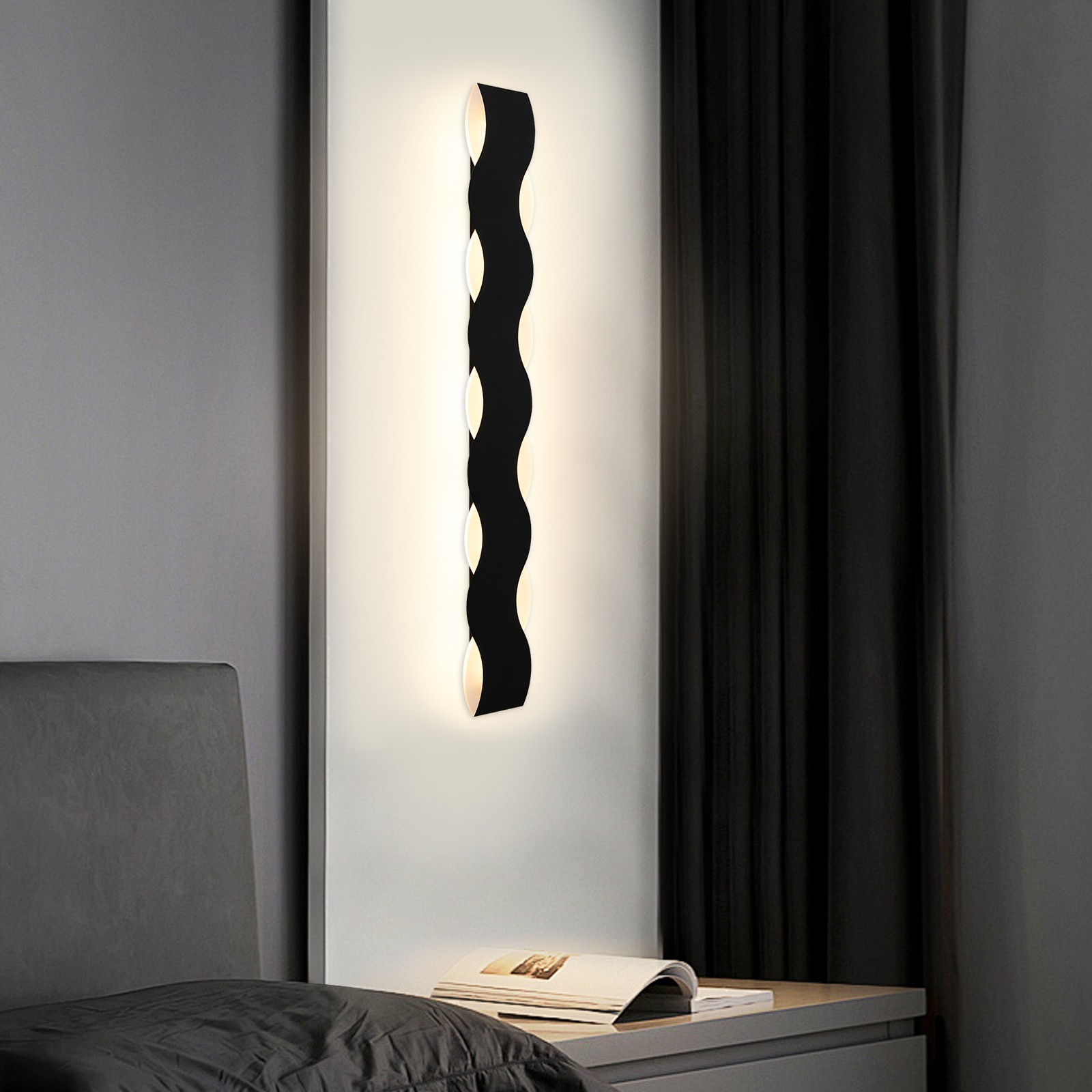 S-Shape Modern LED Wall Lamp, 20w 3000k Wired Wall Light Set (31.5*3.93*1.77 In)