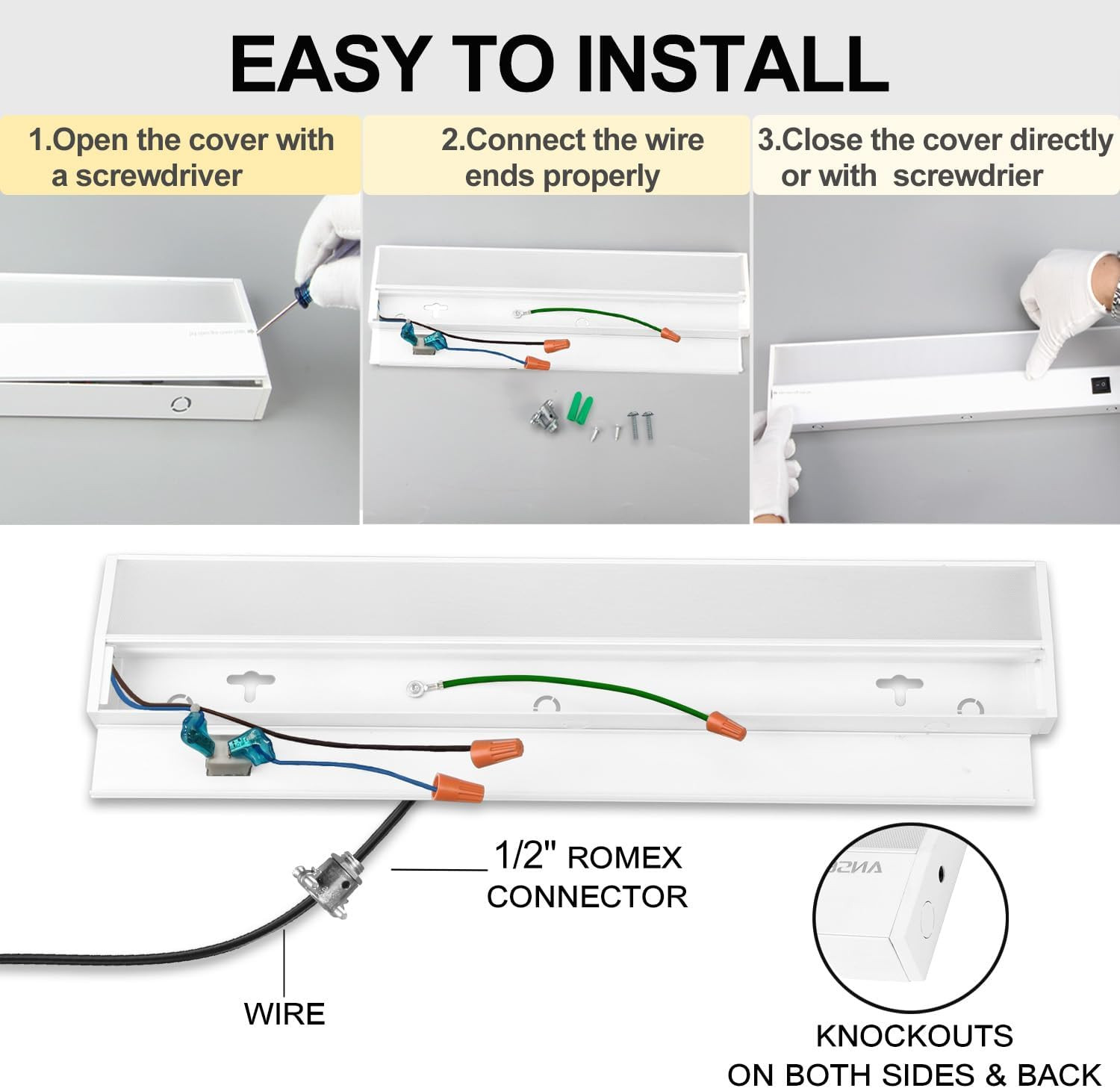4Packs of under Cabinet Lighting Hardwired, 18IN 15W 998LM, Dimmable Led Light f
