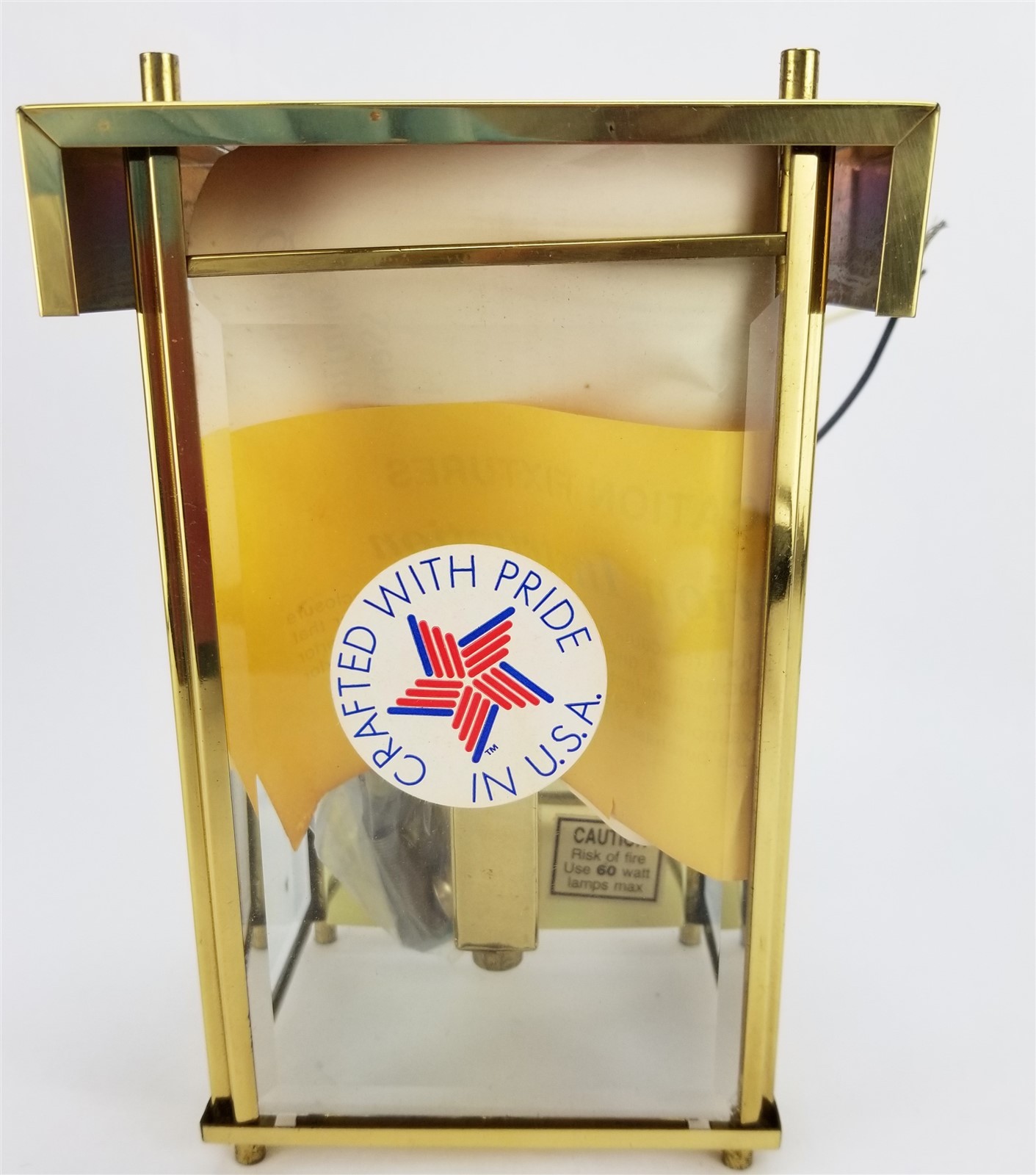 American Lantern Wall Sconce Gold Finish Vintage 1970’s Rectangular 9″