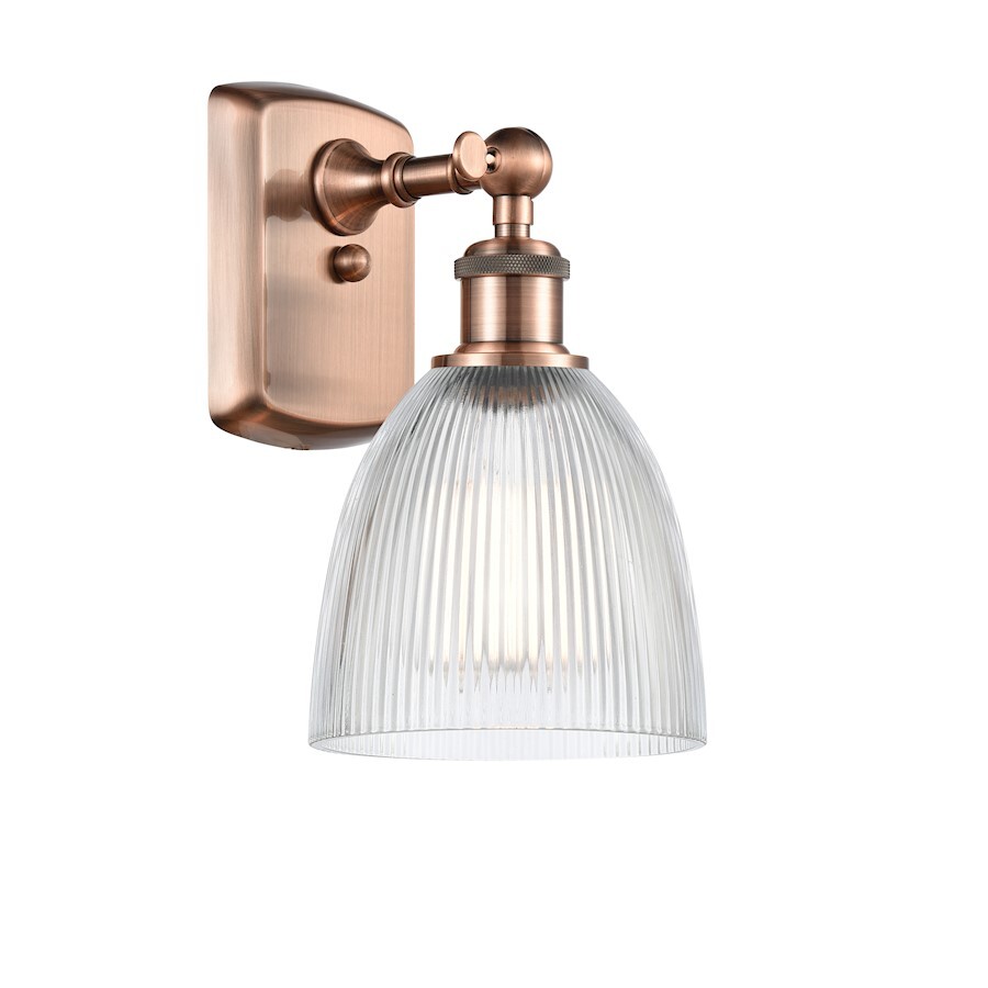 Innovations 1W 382-LED Castile 1-Lt Sconce, A Copper/Clear – 516-1W-AC-G382-LED