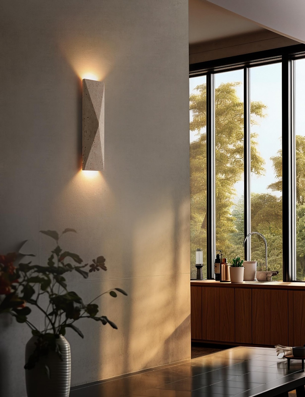 LVLVlech Travertine Wall Sconce, Stone Up Down Light for Hallway Bedroom