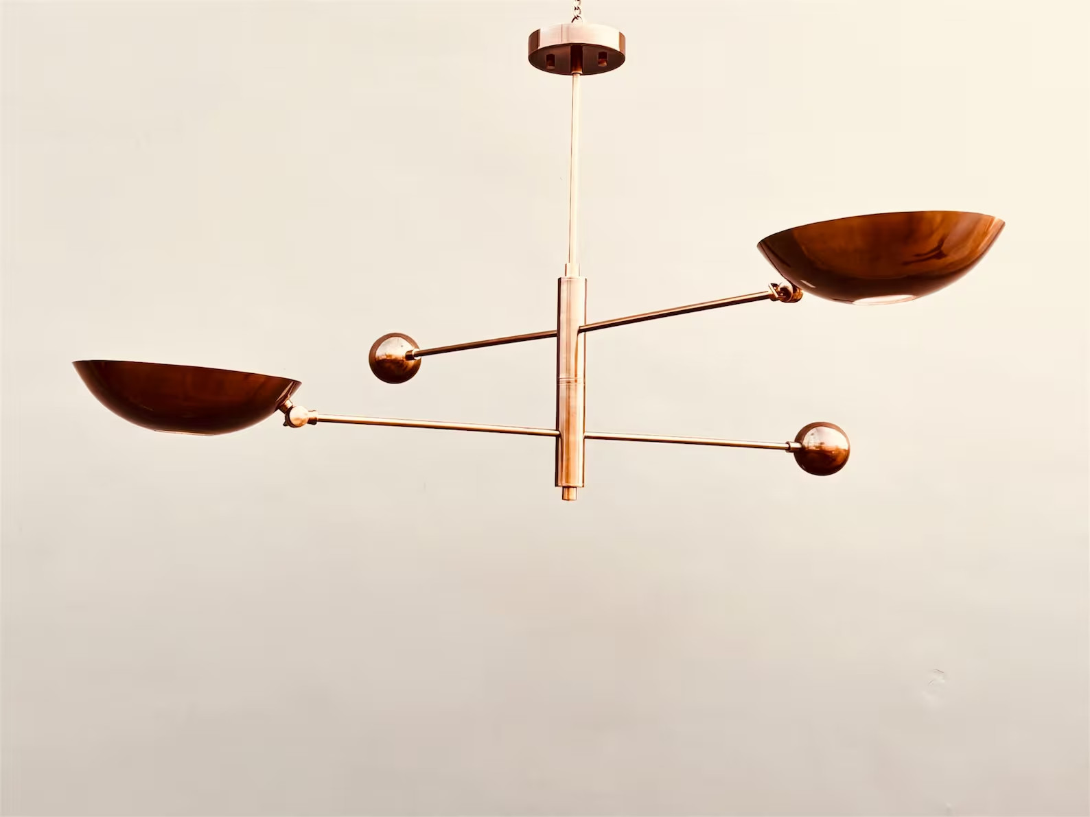 2 Pendant Light Antique Brass Sputnik Chandelier Light Mid Century Brass Modern