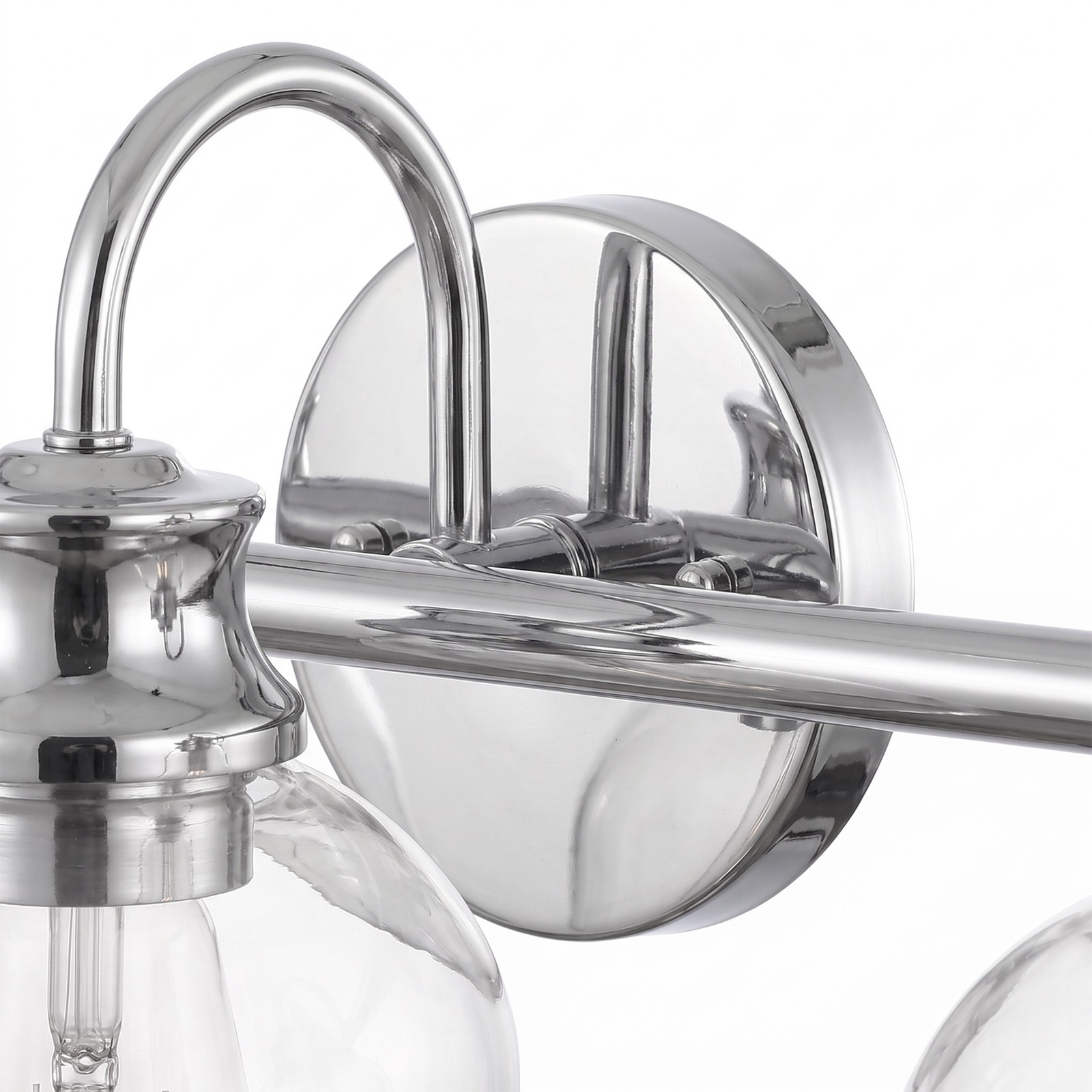 24″ 3-Light Bathroom Vanity Light,Polished Chrome Wall Sconce w/Clear Bell Glass