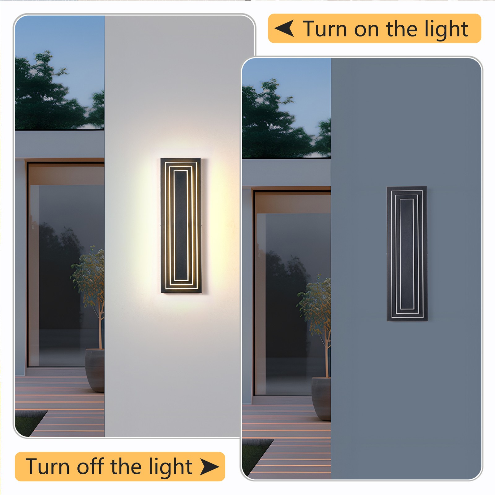 24″ 2 Pack Outdoor Wall Light Black LED Garage Sconce Porch Waterproof Fixtures