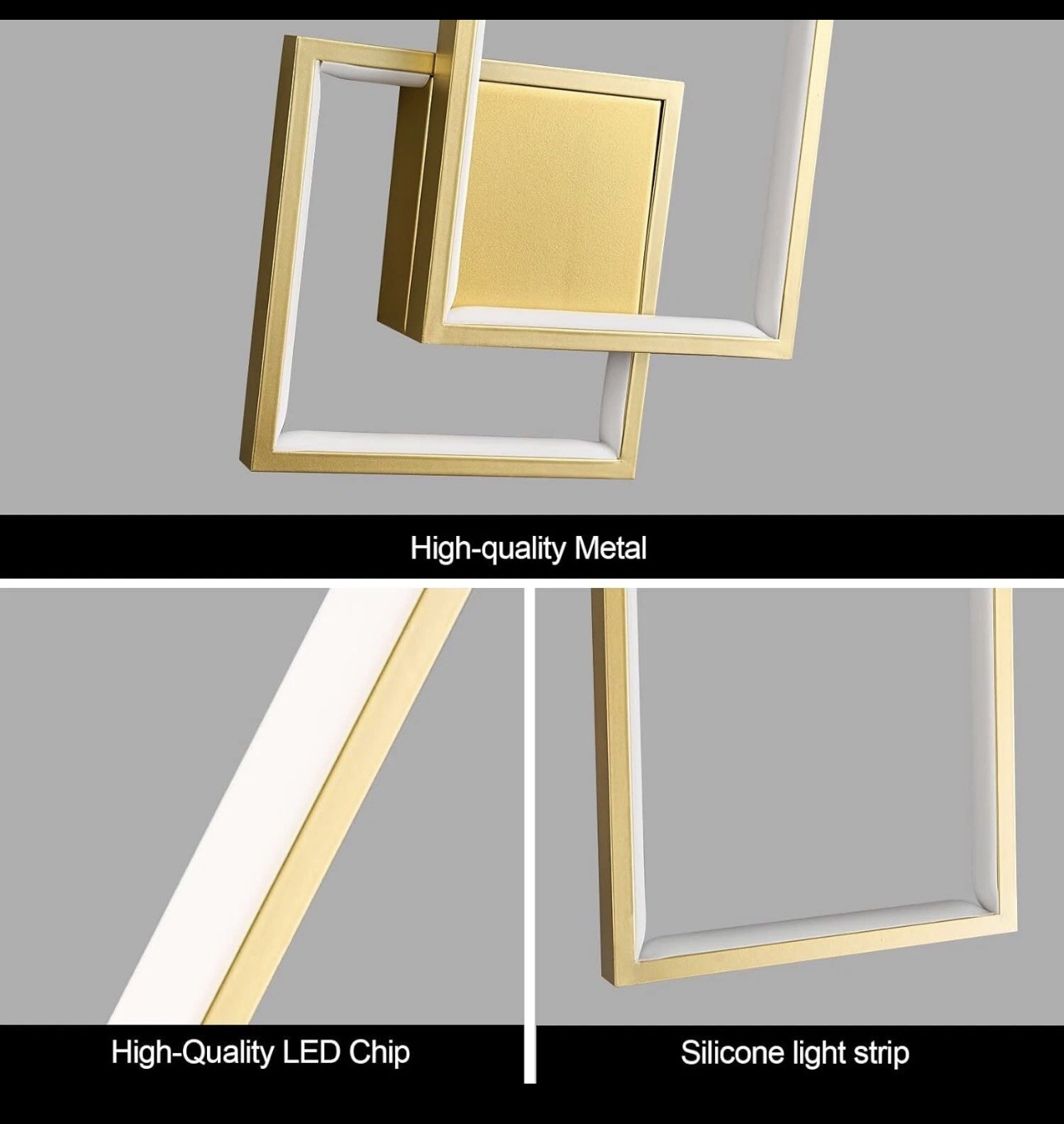 Modern Gold Led Wall Sconce of Two 6000K Dimmable lamp 36W 2-Pack,