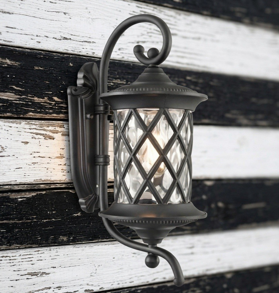 Black Outdoor Wall Lights Exterior Light Fixture Water Glass Waterproof Outside