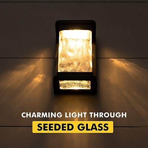 LED Wall Light 795 Lumens 3000K Warm White Seeded Glass Modern Porch Sconce