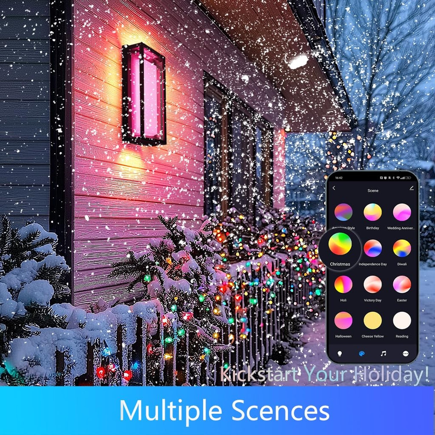 LED Smart Outdoor Wall Lights,14in 22W RGB+2700K-6500K Color Changing Wall Sc…