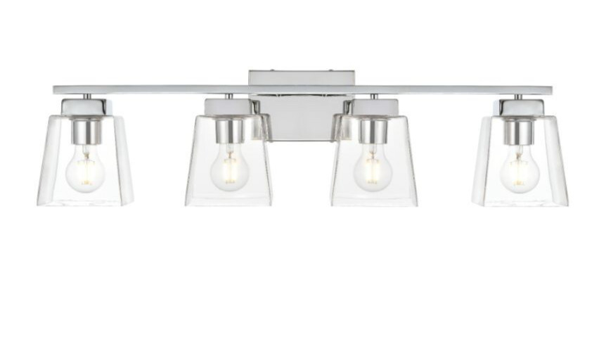 Wall Sconce Light Fixture Chrome Bathroom Bedroom Dining Room Glass Shades 32″
