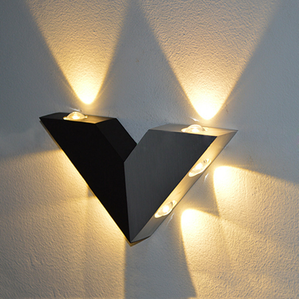 Up/Down 6W LED Wall Sconce Light Dimmable/N V-Shaped Lamp Fixture Aluminum Foyer