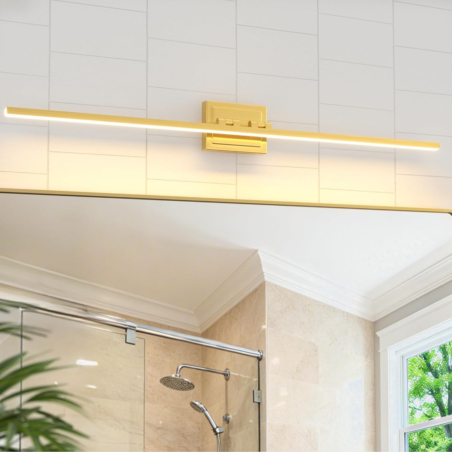 Volisun 48″ Bathroom Vanity Wall Light Fixture, Gold – LED 30W Dimmable 5CCT Bar