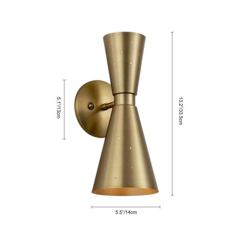 NIMBUS 2-Light 5.51 In. W Brass Cone Wall Sconce up and down Lighting with Barn