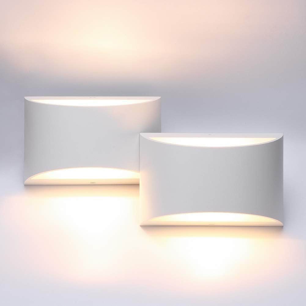 Set of 2 Modern LED Wall Sconces for Living Room, Bedroom, Warm White 3000K