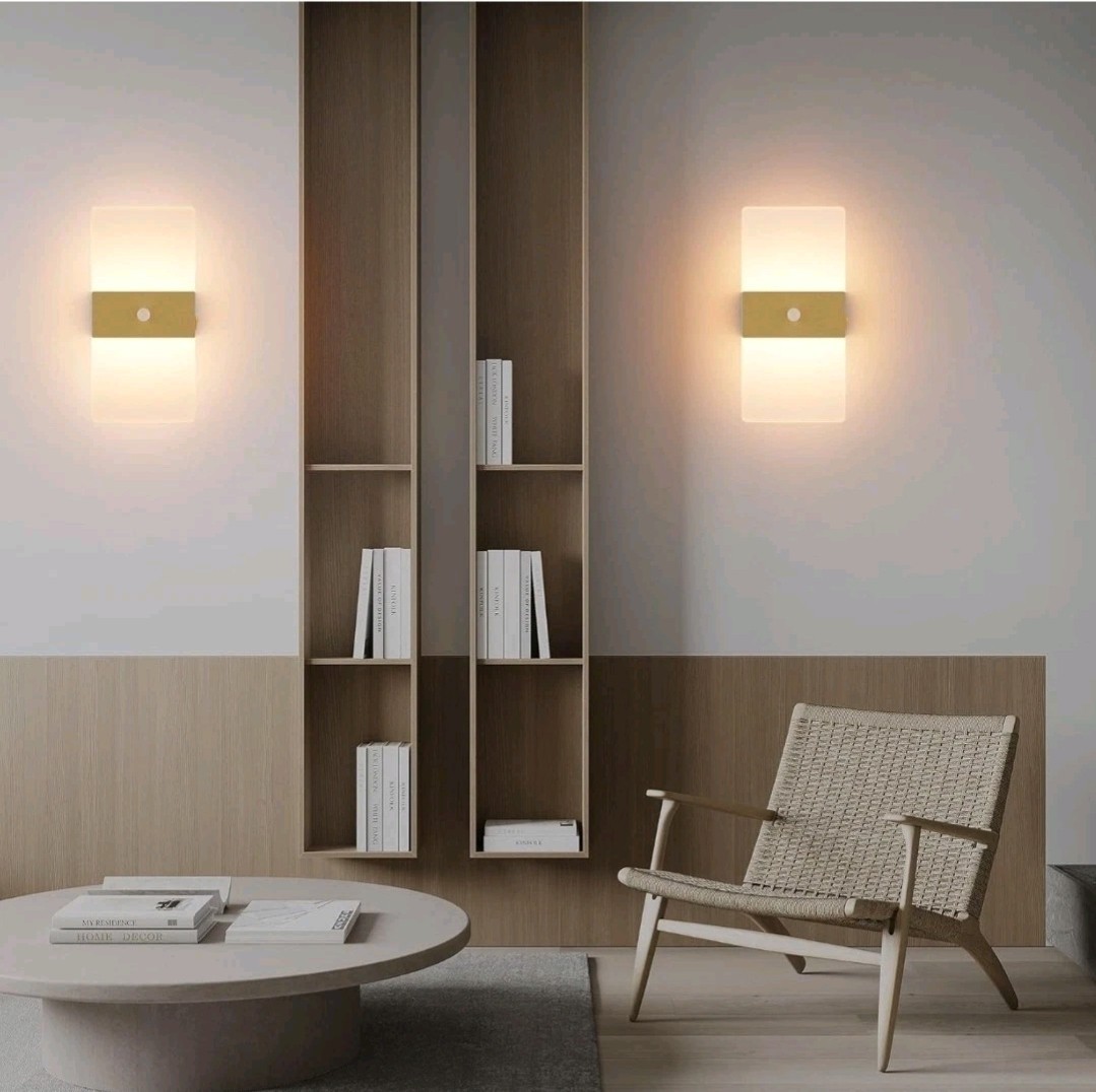 Battery Operated Wall Sconces, Gold Rechargeable Wall Lights with Motion Sensors