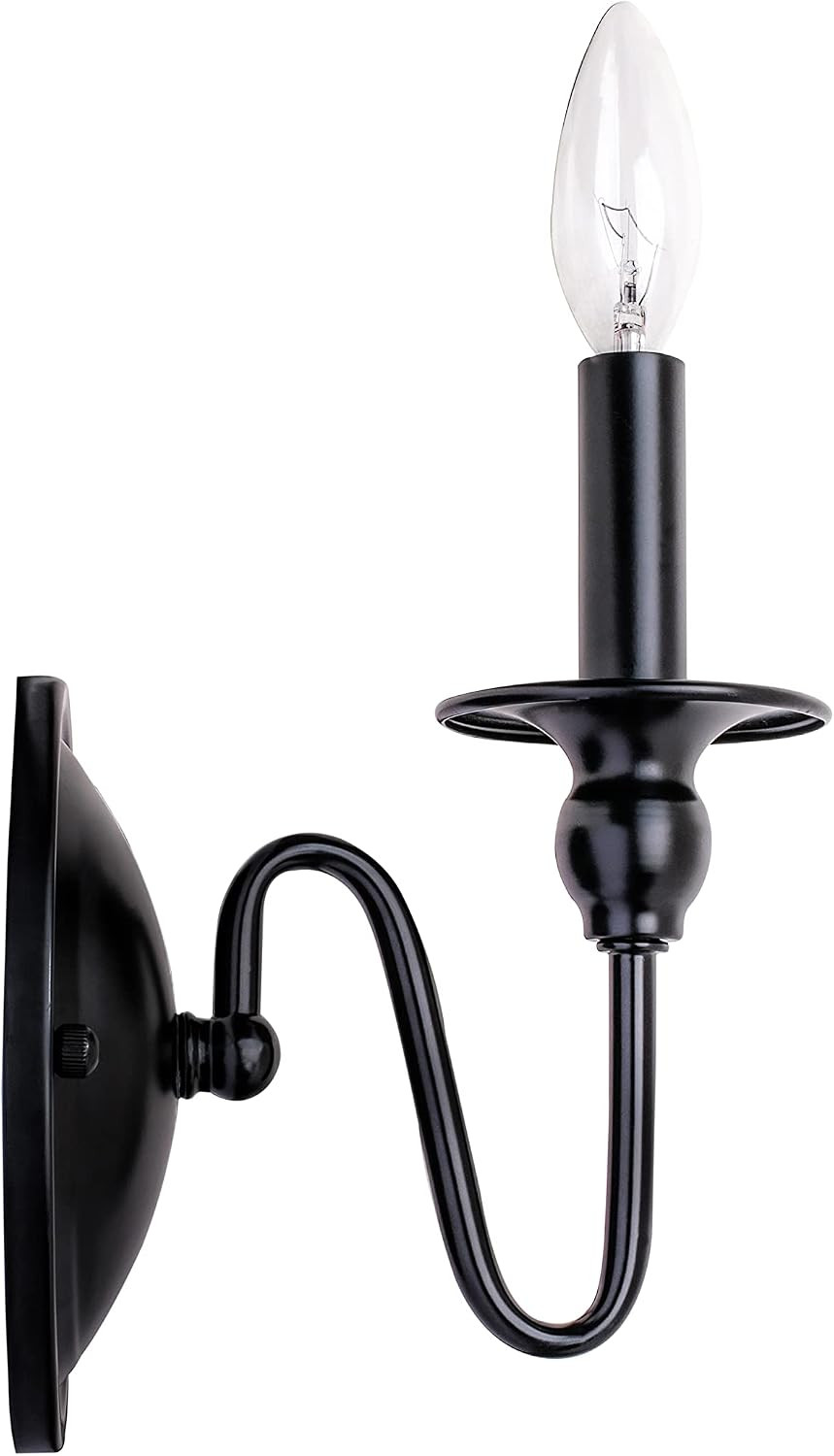 Matte Black 1-Light Indoor Wall Fixture, 4.25″ W x 7.625″ H, Bulb Not Included