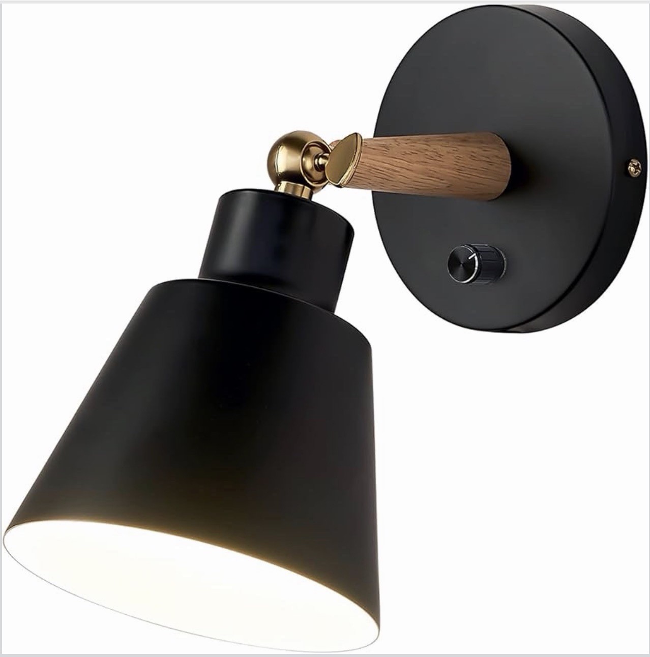 Wall Sconce Black 1-Pack w/On-Off Switch Lighting Fixuture