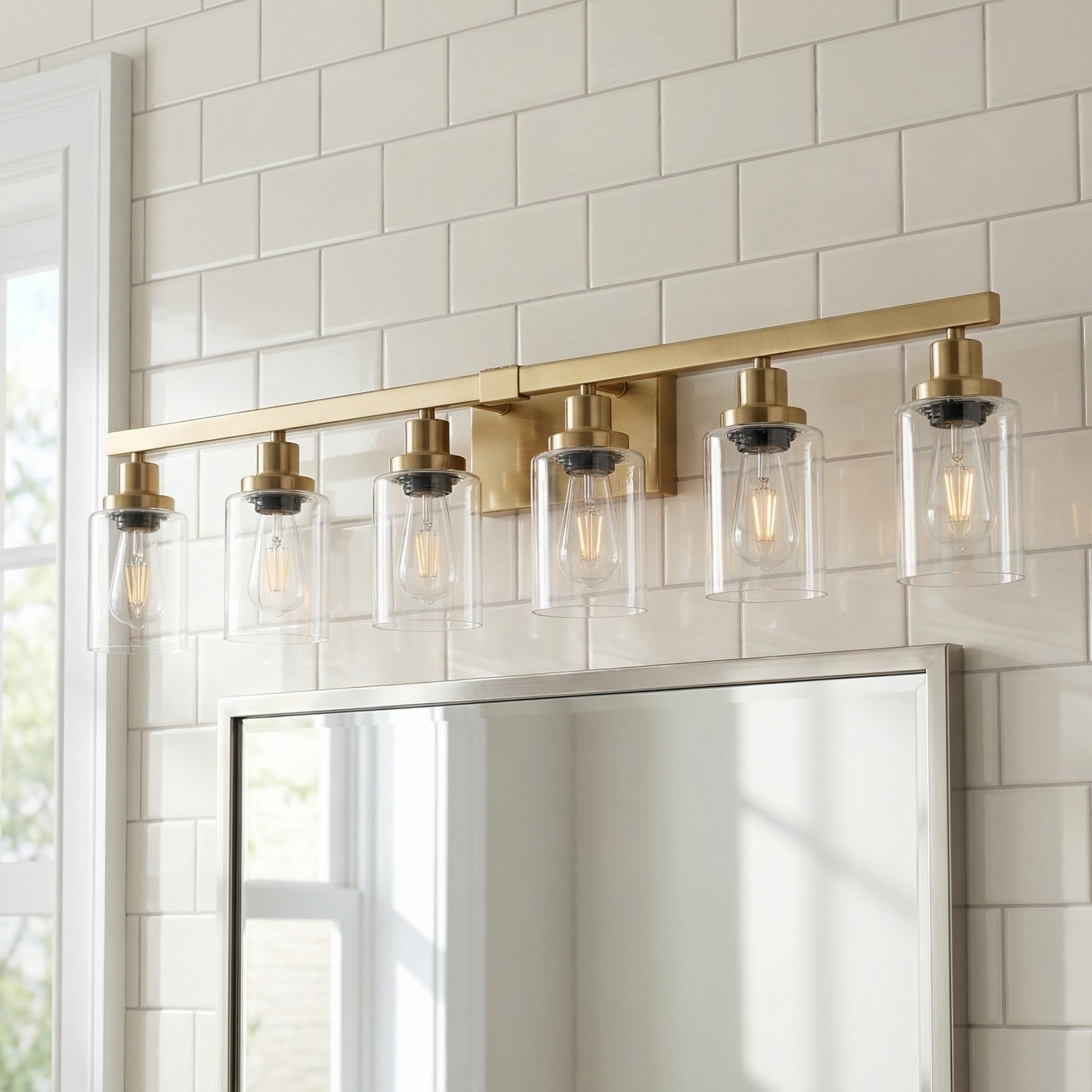37» Vanity Light Gold Modern 6 Lights for Bathroom Mirror Wall Sconce Fixture