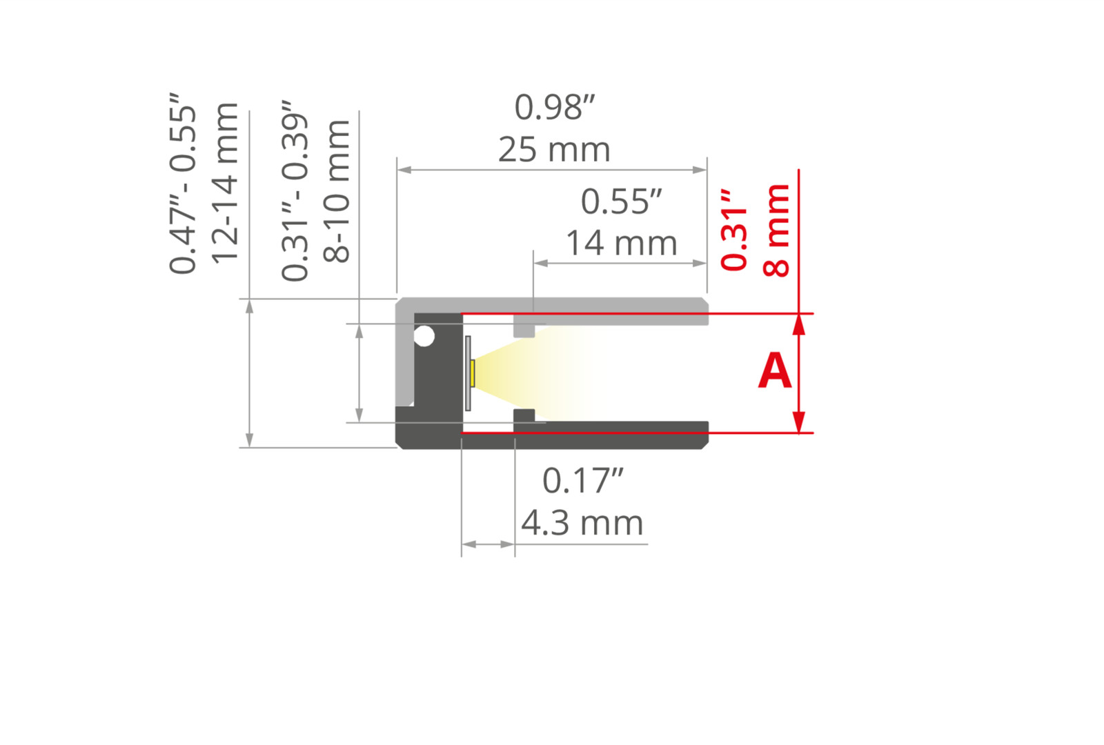 Wired4Signs LED Channel Extrusion Klus KRAV-810 Edge-lit Glass Panels Aluminum
