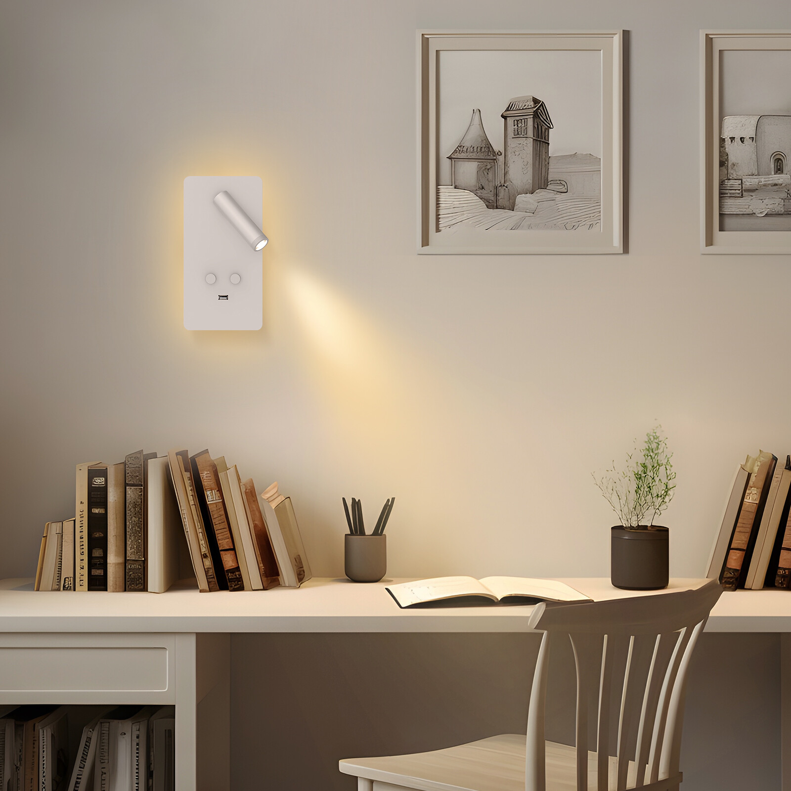 Wall Mounted Reading Light LED Dimmable Wall Lamp USB Port Wall Sconce UP DOWN