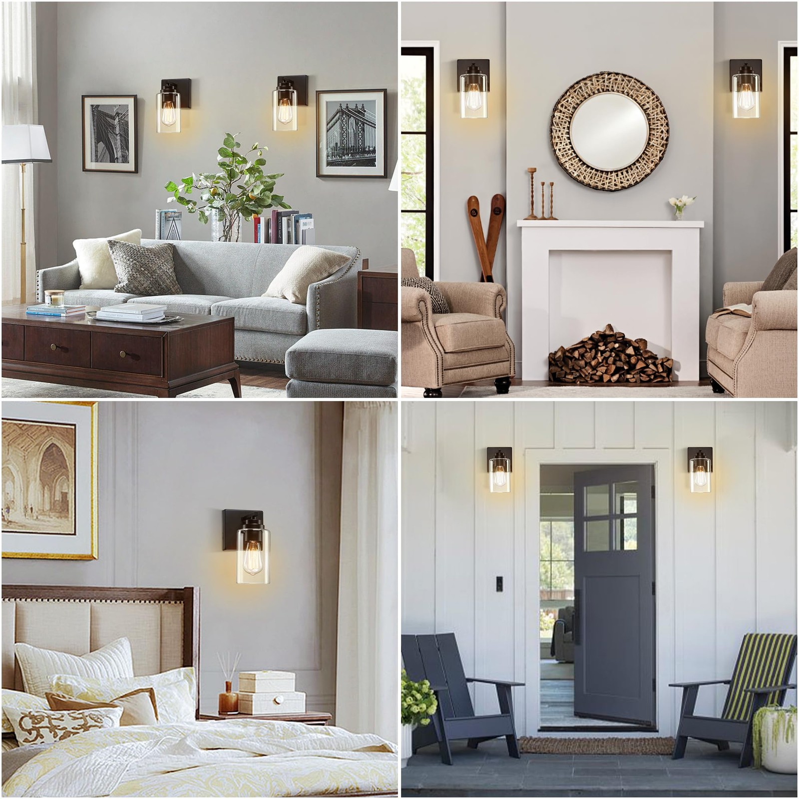 Wall Sconces Set of Two, Bedside Wall Lamps with Rotary Switch for Bedroom, M…