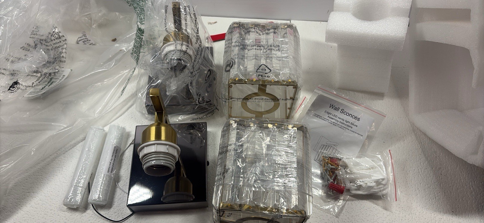Black Chrome Gold Wall Sconces Set of 2 Crystal Vanity Lights for Any Room