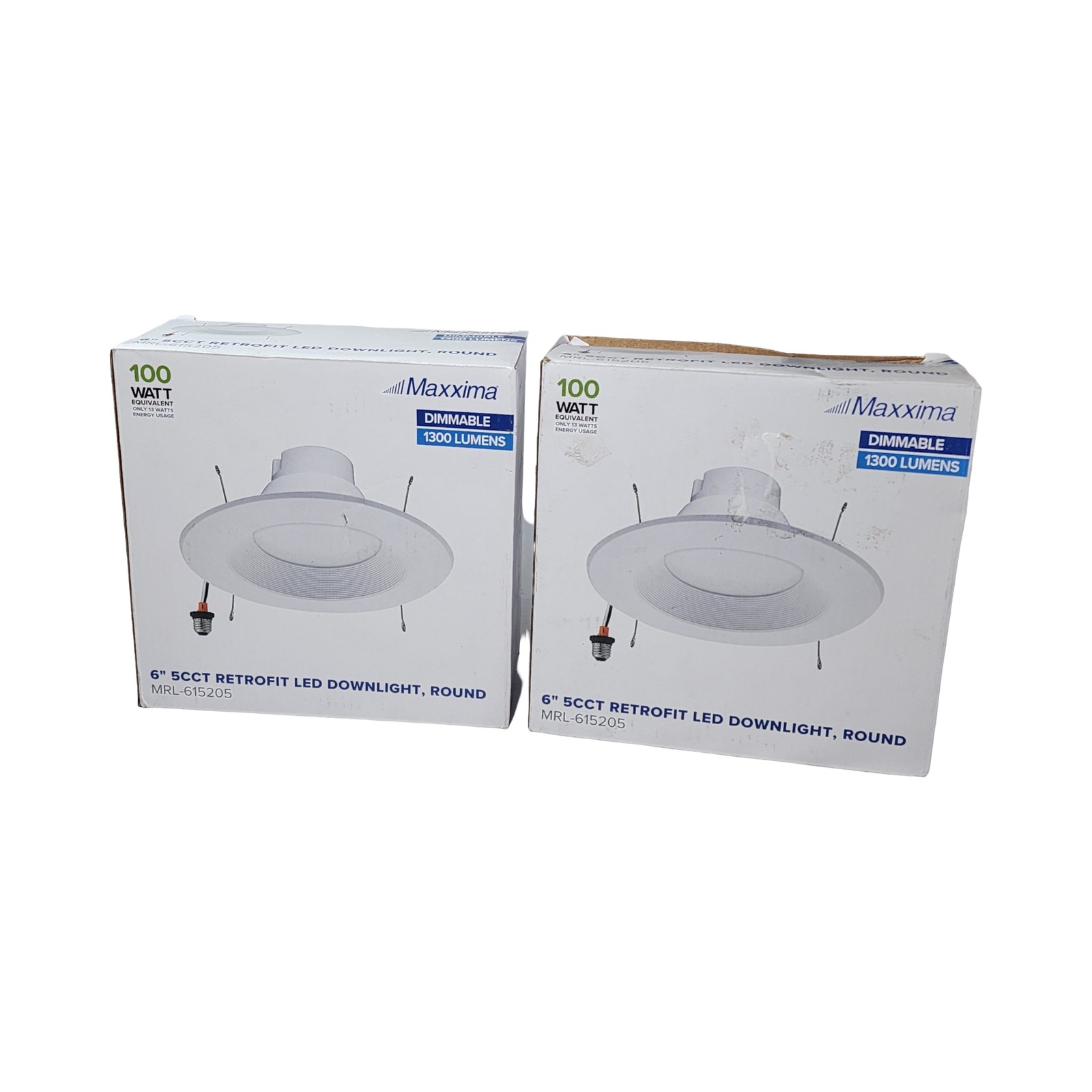 2 PACK Maxxima 6″ 5CCT Retrofit LED Downlight Round 1300 LUMENS Dimmable 13W