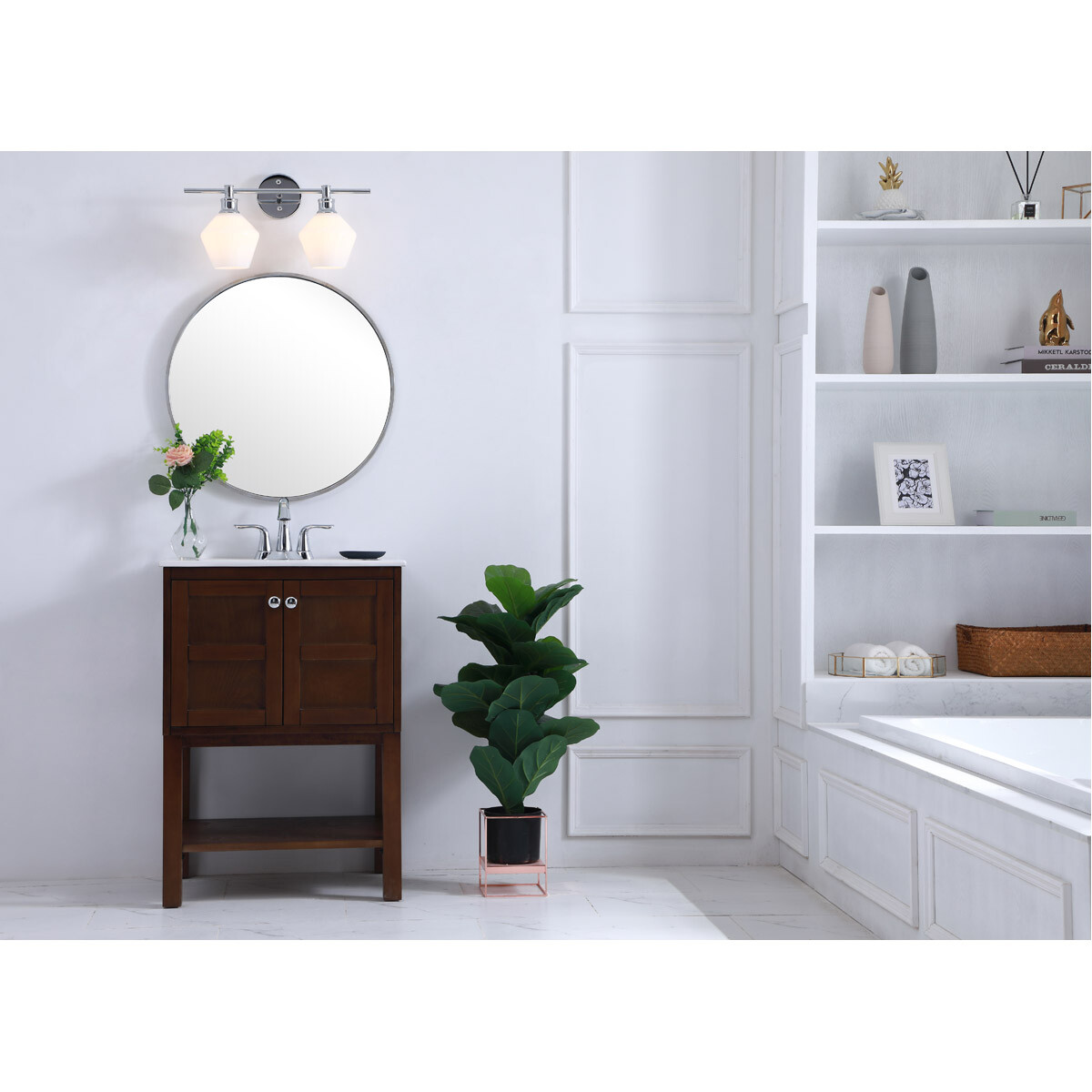 Wall Sconce Light Fixture Frosted Glass Shade Chrome Dining Room Bathroom Vanity