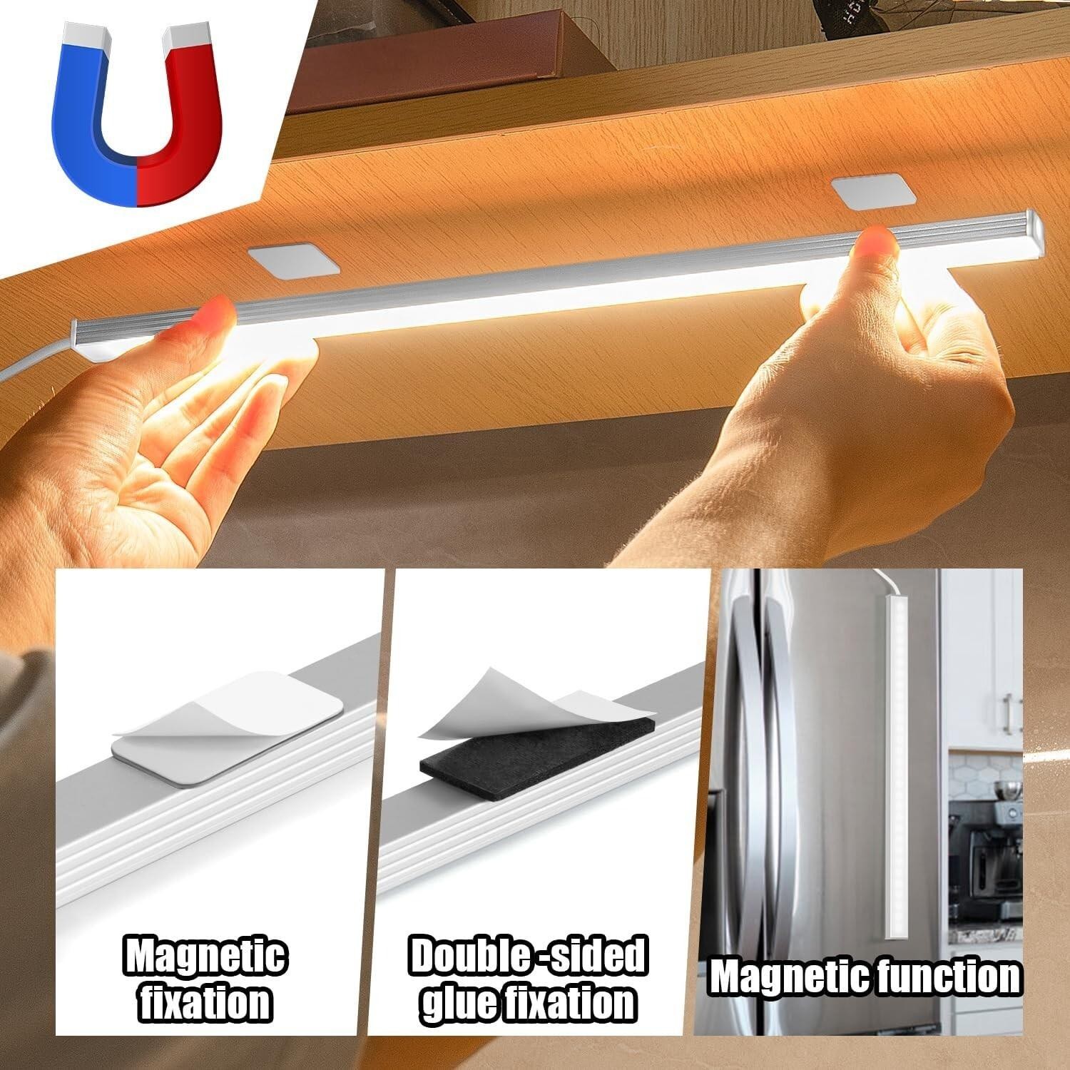 12″ LED Under Cabinet Light Bar Dimmable 6000K Cool White Plug In Slim