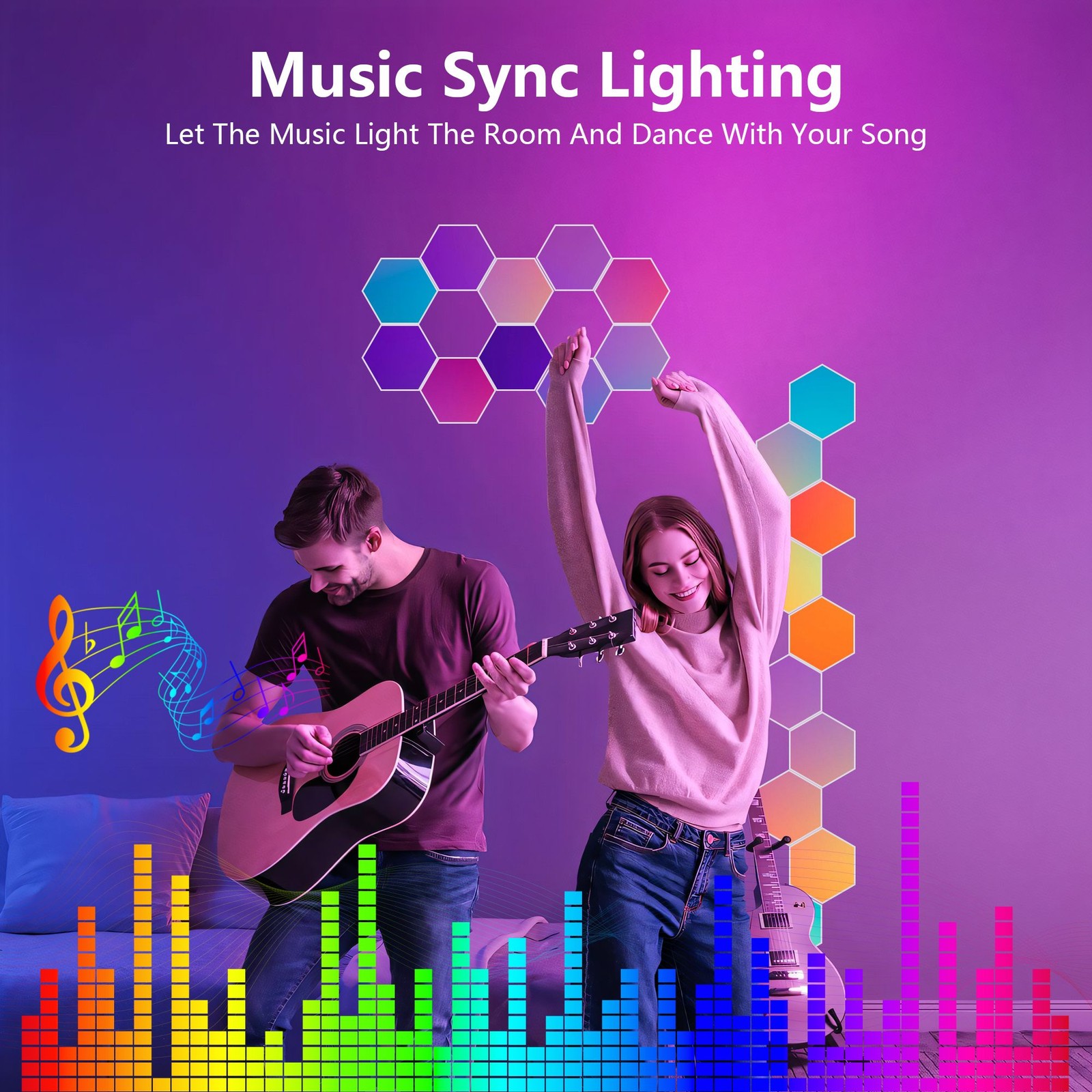 10pcs Hexagon Lights LED Wall Panels, RGB Gaming Lights with APP, Smart