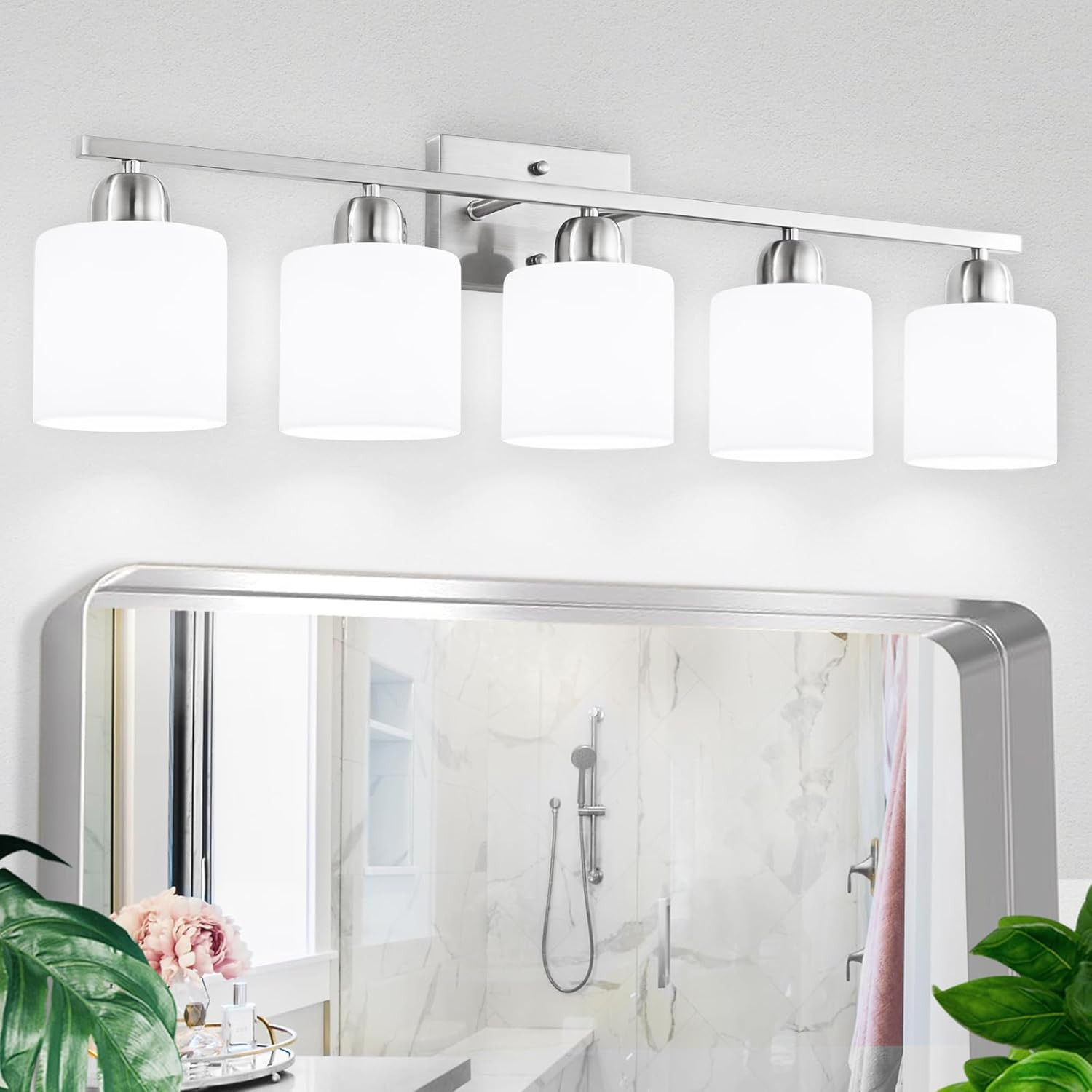 Brushed Nickel Bathroom Light, Anti-Rust Finish 2 Light Bathroom Vanity Light Br