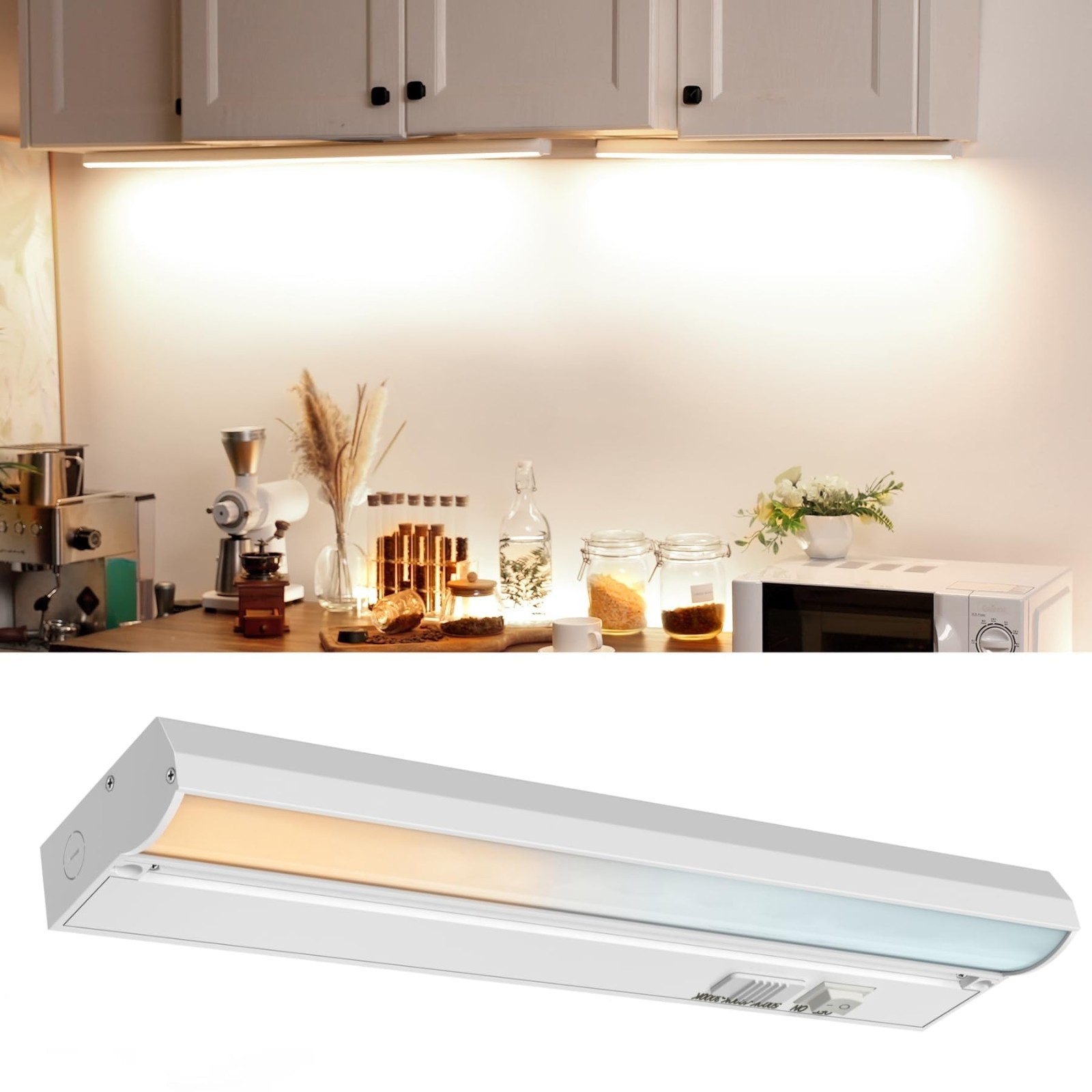 4 Pack 12″ Dimmable LED Under Cabinet Lighting, 9W 600LM, 3CCT Kitchen Lights