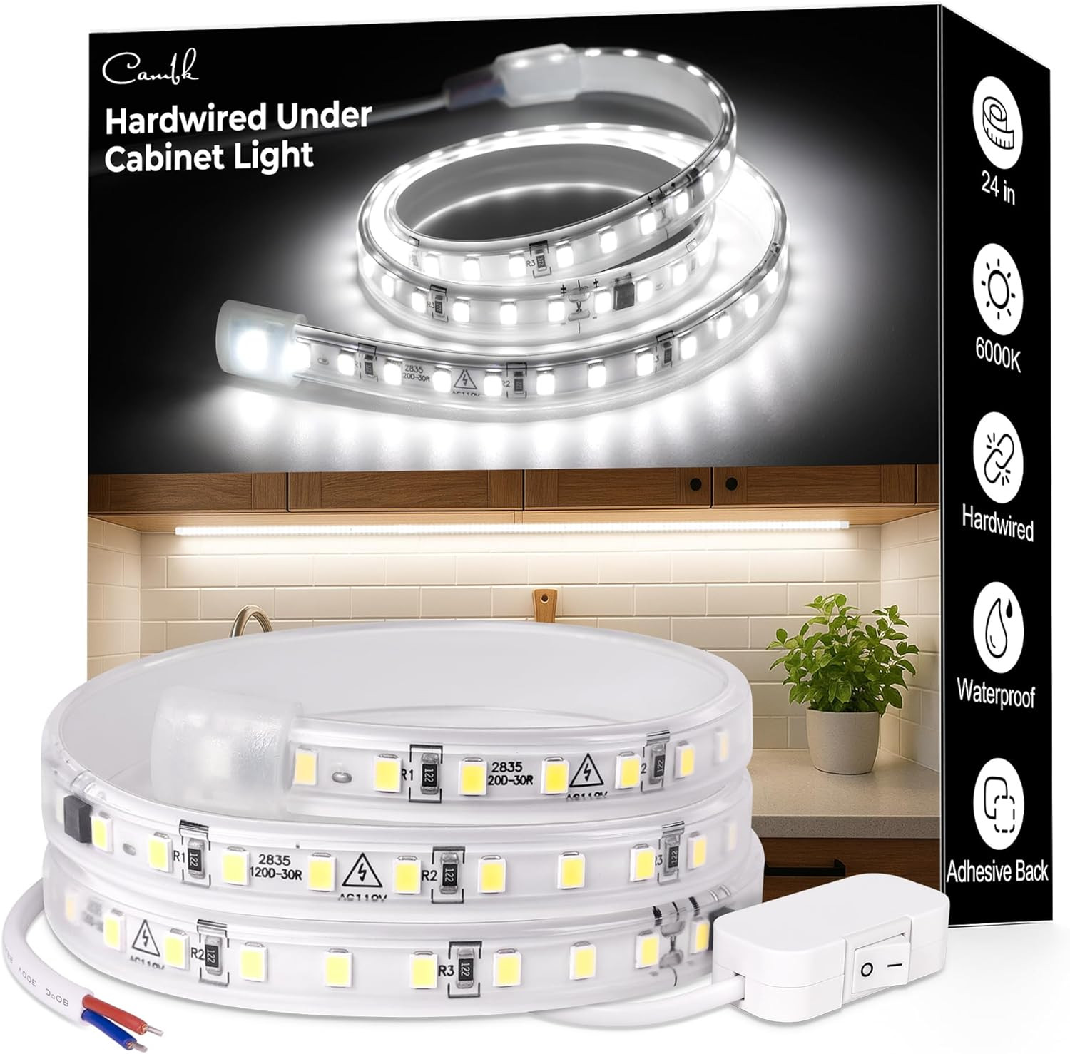 Hardwired under Cabinet Lighting for Kitchen,24Inch120V 24In, White