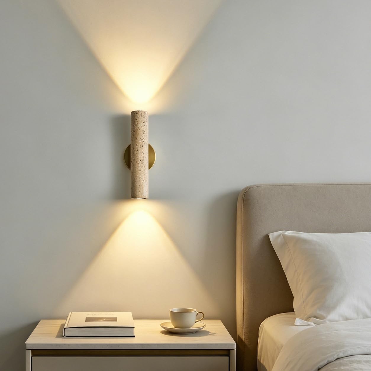 Natural Yellow Cave Stone Wall Sconce – 12.6″ Up/Down Indoor Light Fixture, Alab