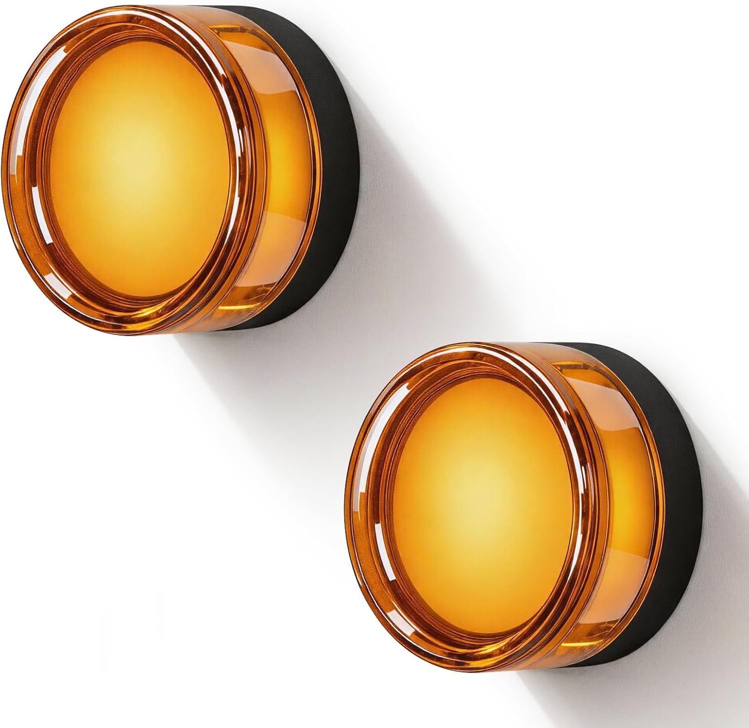 Amber Orange LED Wall Sconces Set of 2, 3000K Warm White, Waterproof
