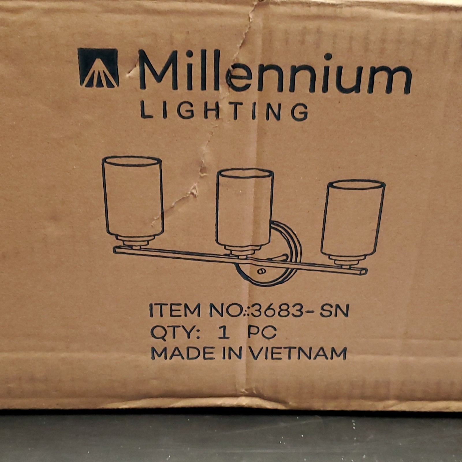 Millennium Lighting Silver Vanity 3-Light Bathroom Fixture Brushed 3683-SN