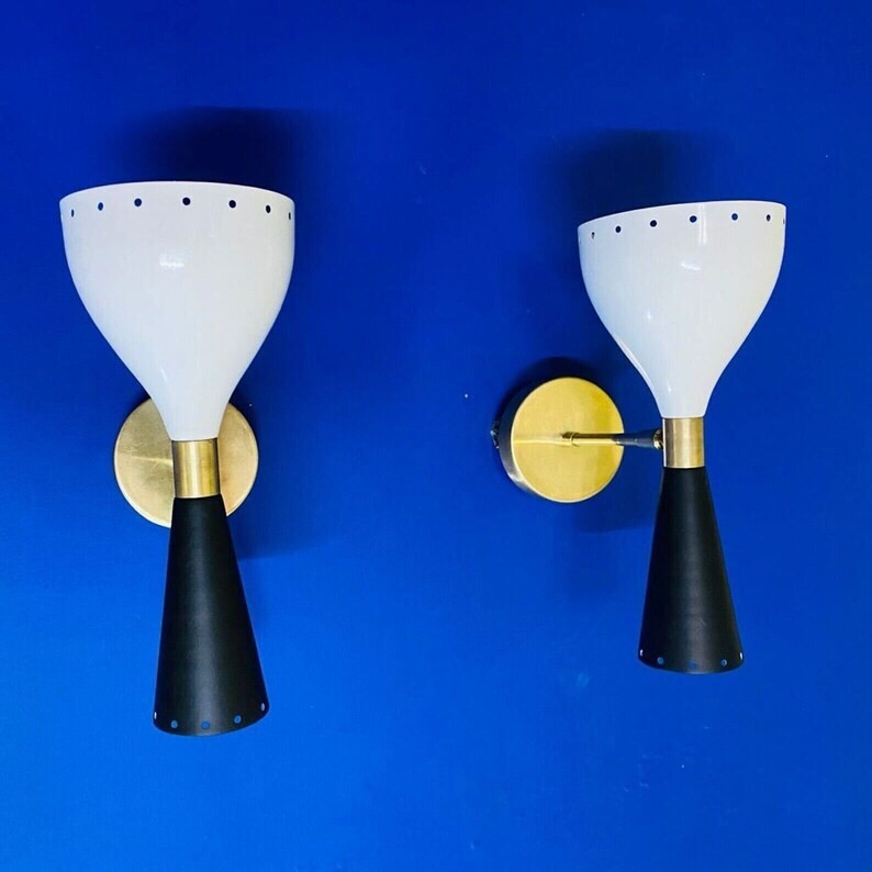 Diabolo Lights Mid Century Modern Wall Sconce Black & White Wall Fixture Lamp