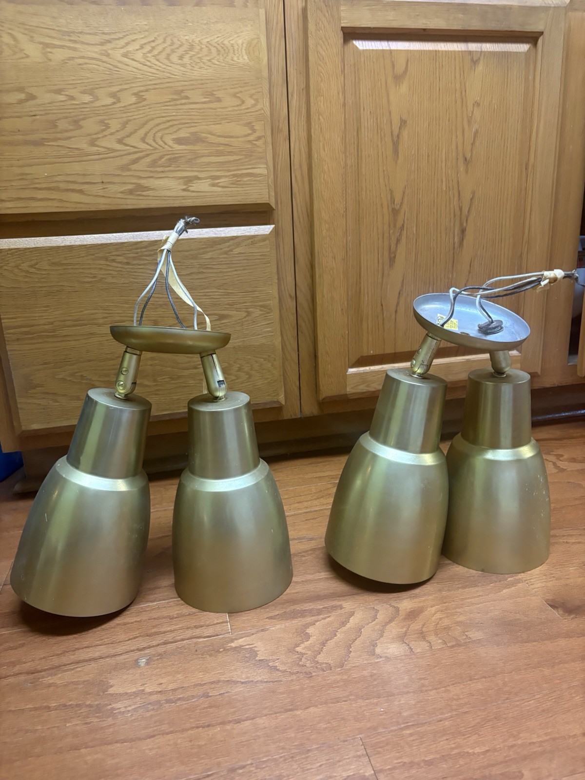 MCM Swivel Adjustable Cone Wall Ceiling Light Sconce Gold x2 Vtg