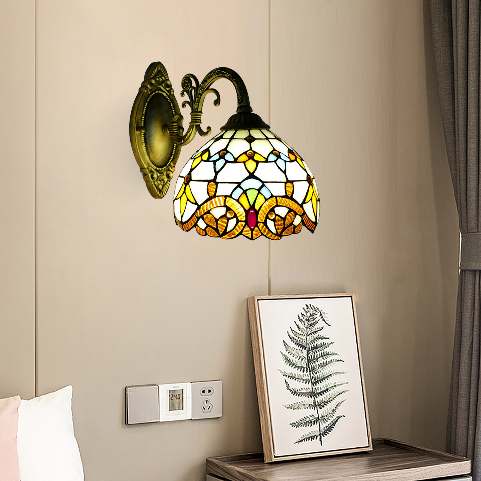 Tiffany Style Wall Sconce Stained Glass Light Art Deco Fixture Wall Mount Lamp